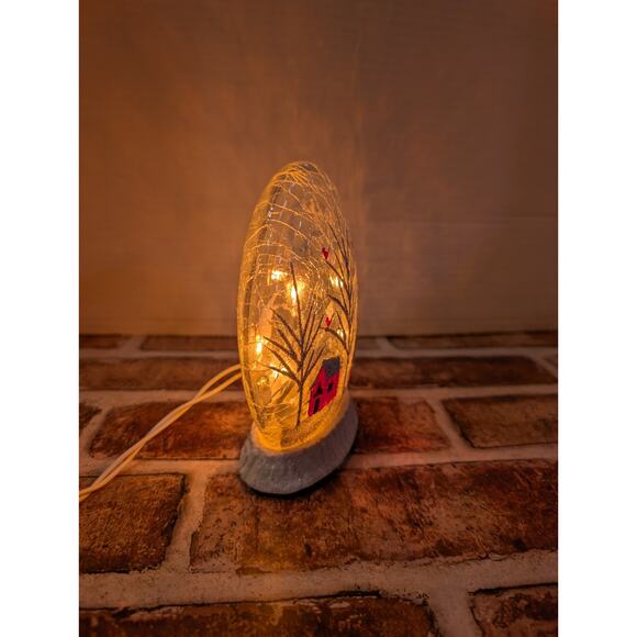 Stony Creek Decorative Lighted Glass Red Barns Cardinals Snow 5.5” Oval Globe - Picture 5 of 8